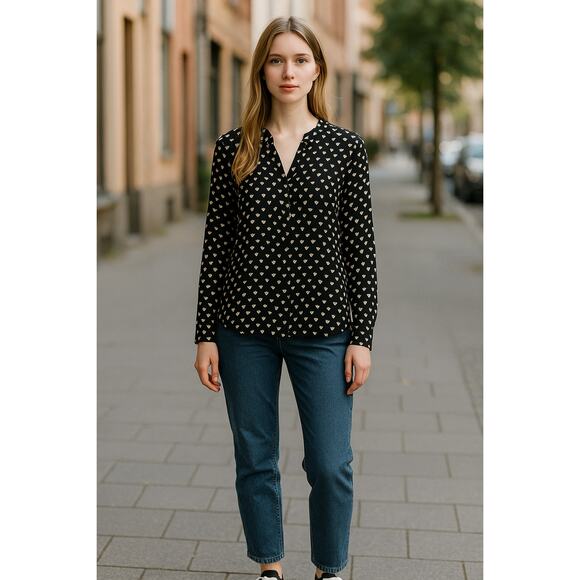 SANCTUARY Top Size L NEW Lizzie Sateen Tunic Black White Hearts Blouse - Picture 6 of 6